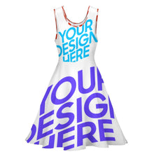 Charger l'image dans la galerie, Robe chic femme sans manches en col rond avec ourlet ondulé TQ grande taille personnalisée avec photo logo texte motif (impression des multi-images)