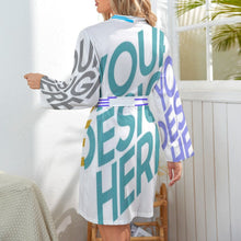 Charger l'image dans la galerie, Pyjama robe de chambre à manches longues avec ceinture personnalisé avec photo texte (conception d'images multiples)