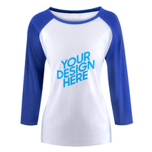 Charger l'image dans la galerie, T-shirt Raglan à manches longues en coton femme personnalisé avec photo motif image logo texte