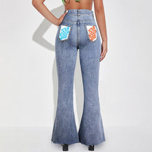 Charger l'image dans la galerie, Jean extensible évasé MC603 Personnalisé de poche avec des images et du texte (Conception multi-images)