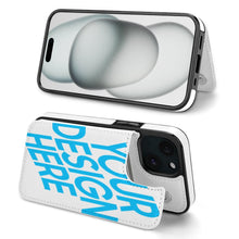 Charger l'image dans la galerie, Coque de protection en cuir TPU pour iPhone 15 Plus Pro Max avec fente pour carte fonction support étui pliable personnalisé avec photo texte prénom