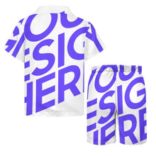 Charger l'image dans la galerie, Ensemble de plage chemise manches courtes et short enfant garçon (2 pièces) A27TZ personnalisé avec texte motif photo (conception une image)
