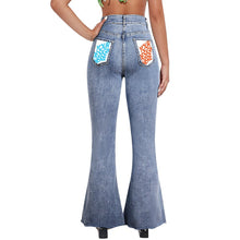 Charger l'image dans la galerie, Jean extensible évasé MC603 Personnalisé de poche avec des images et du texte (Conception multi-images)