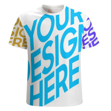 Charger l'image dans la galerie, T-shirt tee shirt manches courtes en coton homme personnalisé avec photo texte motif (conception multi-images)