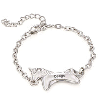 Charger l'image dans la galerie, Bracelet licorne pour fille S0040 gravure personnalisé avec prénom texte
