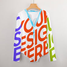 Charger l'image dans la galerie, Combinaison col V manches longues femmes sexy ALRP personnalisé avec photo image logo motif texte (impression des multi-images)