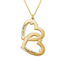 Charger l'image dans la galerie, Collier Coeur en Coeur avec diamants pour femme couple X0066 gravure personnalisé avec prénom texte