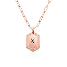 Charger l'image dans la galerie, Collier Pendentif Hexagonal en argent sterling 925 pour femme homme X0053 gravure personnalisé avec texte prénom