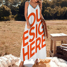 Charger l'image dans la galerie, Longue robe chic à bretelles femme BDQ personnalisé avec photo logo texte motif (Impression des multi-images)