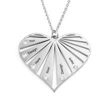 Charger l'image dans la galerie, Collier coeur avec pierres de naissance en argent sterling X0020 gravure personnalisé avec prénom