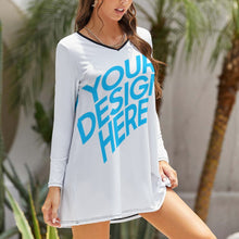 Charger l'image dans la galerie, Robe décontractée chic à manches longues pour femme NZ035 personnalisée avec photo motif texte (impression d'image unique)
