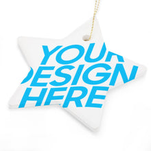 Charger l'image dans la galerie, Décoration / ornement de Noël en forme d'étoile exquis céramique personnalisé avec photo image motif texte logo