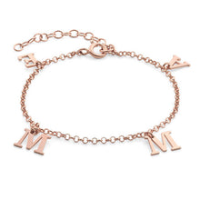 Charger l'image dans la galerie, Bracelet à breloques lettre S0016 pour femme / homme avec gravure personnalisé avec texte prénom