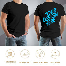 Charger l'image dans la galerie, T-shirt en coton de haute qualité homme imprimé au dos personnalisé avec motif photo logo texte
