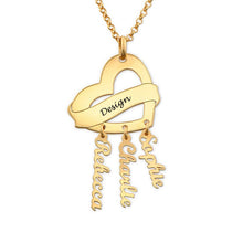 Charger l'image dans la galerie, Collier pendentif breloque coeur X0036 gravure personnalisé avec texte prénom