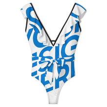Charger l'image dans la galerie, 2024 NOUVEAU maillots de bain femme maillot de bain une pièce sexy maillot de bain de plage col en V SDS2003 avec bordure à volants personnalisé avec photo texte prénom (conception une image)