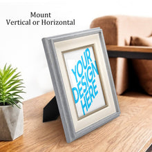 Charger l'image dans la galerie, Cadre photo en bois Naturel (version verticale) personnalisé avec photo logo texte motif