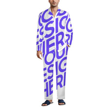 Charger l'image dans la galerie, Ensemble pyjama 2 pièces homme manches longues imitation coton personnalisé avec photo motif texte (conception une image)