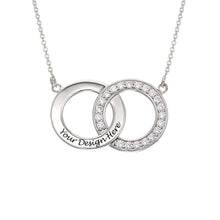 Charger l'image dans la galerie, Collier pendentifs pierres de naissance rondes imbriquées X0079 pour femme argent sterling 925 gravure personnalisé avec prénom