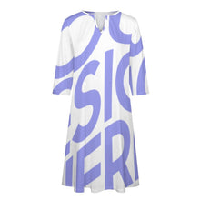 Charger l'image dans la galerie, Robe col v manche 3/4 femme BNQ personnalisée avec photo motif logo texte (impression d'image unique)