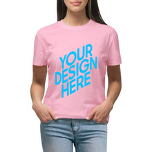 Charger l'image dans la galerie, T shirt tee shirt à manche courte et col rond 100% coton pour femme personnalisé avec photo logo et texte (Impression recto-verso)