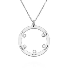 Charger l'image dans la galerie, Collier Rond Pierre de Naissance X0081 en argent sterling 925 / gravure personnalisé avec prénom