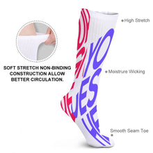 Charger l'image dans la galerie, Chaussettes longues respirantes pour femmes / hommes personnalisé avec logo texte photo (conception multi-images)