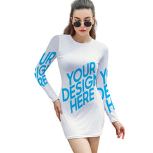 Charger l'image dans la galerie, Robe moulante à manches longues pour femmes T10 personnalisée avec photos texte (impression d'image unique)