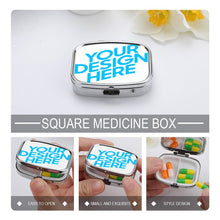 Charger l'image dans la galerie, Boîte à pilules pilulier carré en metal personnalisé avec photo motif logo texte