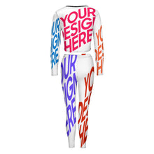 Charger l'image dans la galerie, Ensemble jogging tenues de sport sweat-shirt à col en V personnalisé avec photo et texte (conception multi-images)