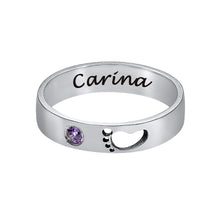 Charger l'image dans la galerie, Bague "pieds de bébé" évider J0021 en argent sterling 925 gravé personnalisée avec texte prénom