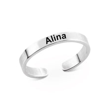 Charger l'image dans la galerie, Bague ouverte "Open" en cuivre gravé personnalisée avec des lettres prénom texte