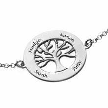 Charger l'image dans la galerie, Bracelet Arbre Généalogique Pendentif en Argent S0031 gravé personnalisé avec texte prénom