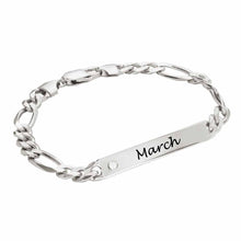 Charger l'image dans la galerie, Bracelet Bande S0007 avec pendentif bande de zircone à la mode pour hommes gravure personnalisé avec texte prénom