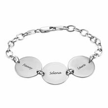Charger l'image dans la galerie, Bracelet Disc S0042 avec trois disques ovales avec gravure personnalisé avec texte prénom