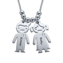 Charger l'image dans la galerie, Mère Collier avec pendentifs de enfants X0008 gravure personnalisé avec prénom texte