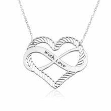 Charger l'image dans la galerie, Collier Boucle Infinie avec pendentif cœur gravé X0029 longueur réglable gravure personnalisé avec texte prénom