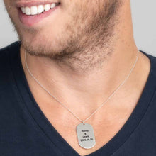 Charger l'image dans la galerie, Collier avec plaque signalétique X0042 pour homme gravure personnalisé avec lettre prénom longueur réglable