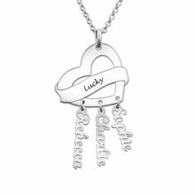 Charger l'image dans la galerie, Collier pendentif breloque coeur X0036 gravure personnalisé avec texte prénom