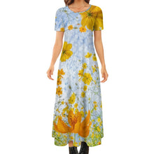 Charger l'image dans la galerie, Robe longue chic manches courtes col rond grande taille femme B523 personnalisée avec photo logo texte motif (impression des multi-images)