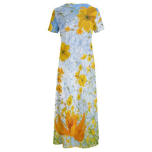 Charger l'image dans la galerie, Robe longue chic manches courtes col rond grande taille femme B523 personnalisée avec photo logo texte motif (impression des multi-images)
