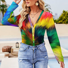 Charger l'image dans la galerie, Combinaison Jumpsuit col V Manches longues femmes Sexy ALRP Personnalisé avec image motif texte logo (Impression d'image unique)