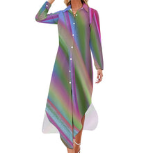 Charger l'image dans la galerie, Robe chemise grande taille à manches longues flottantes femme JS personnalisée avec photo image logo texte motif (impression d'image unique)