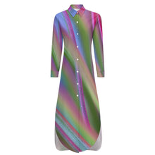 Charger l'image dans la galerie, Robe chemise grande taille à manches longues flottantes femme JS personnalisée avec photo image logo texte motif (impression d'image unique)