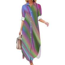 Charger l'image dans la galerie, Robe chemise grande taille à manches longues flottantes femme JS personnalisée avec photo image logo texte motif (impression d'image unique)
