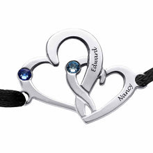 Charger l'image dans la galerie, Bracelet cœur entrelacé avec cristaux S0030 gravure personnalisé avec texte prénom