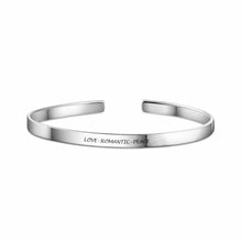 Charger l'image dans la galerie, Bracelet Ouvert Simple en argent pour hommes S0046 gravé personnalisé avec texte prénom