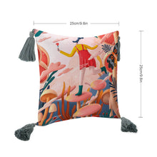 Charger l'image dans la galerie, Oreiller en lin coton avec pompon personnalisé et design avec vos photos/images ou texte