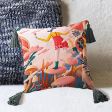 Charger l'image dans la galerie, Oreiller en lin coton avec pompon personnalisé et design avec vos photos/images ou texte