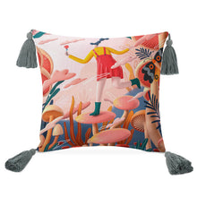 Charger l'image dans la galerie, Oreiller en lin coton avec pompon personnalisé et design avec vos photos/images ou texte